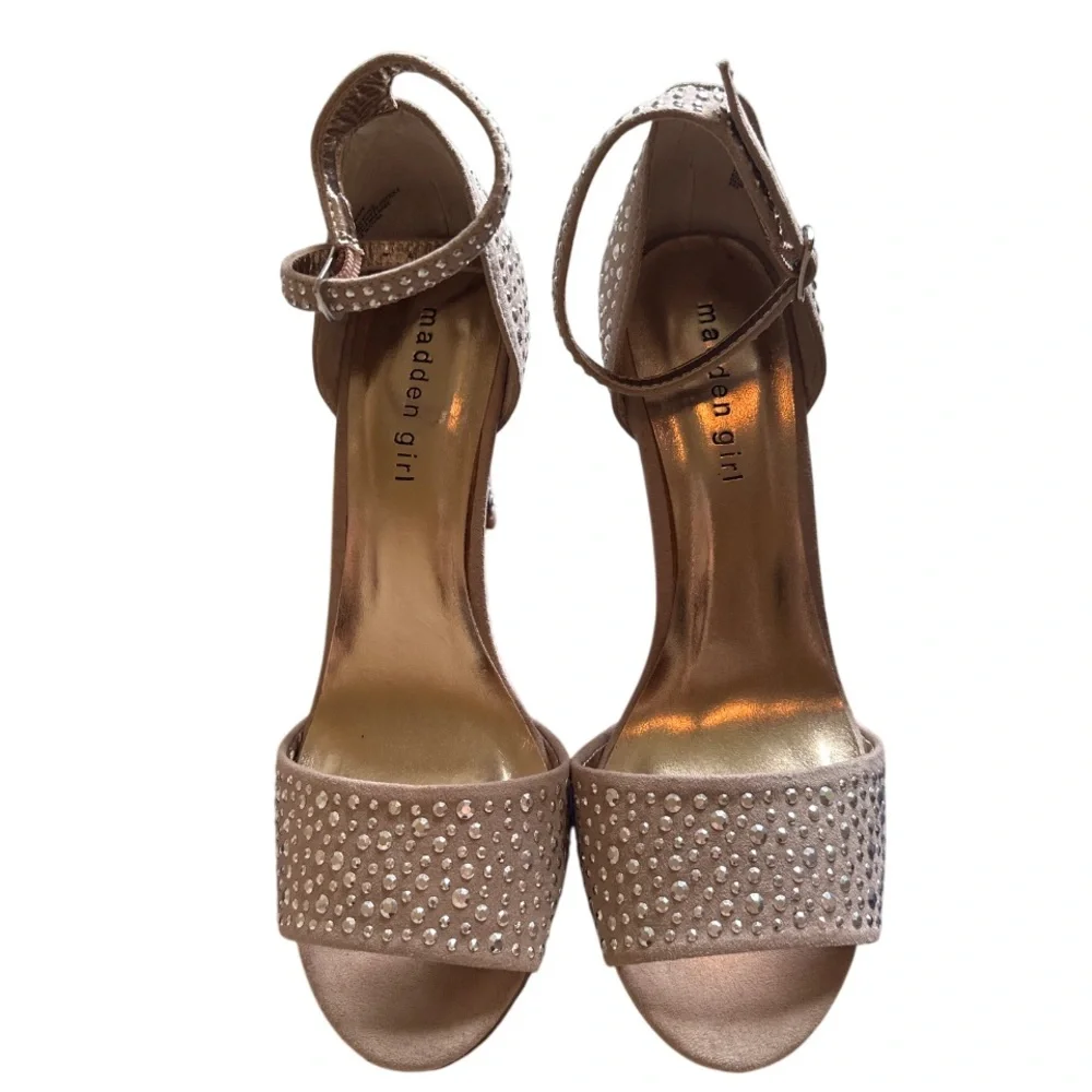 Sparkling Party High Heels Sz 8.5M Strappy Ankle Open Toe Rhinestone